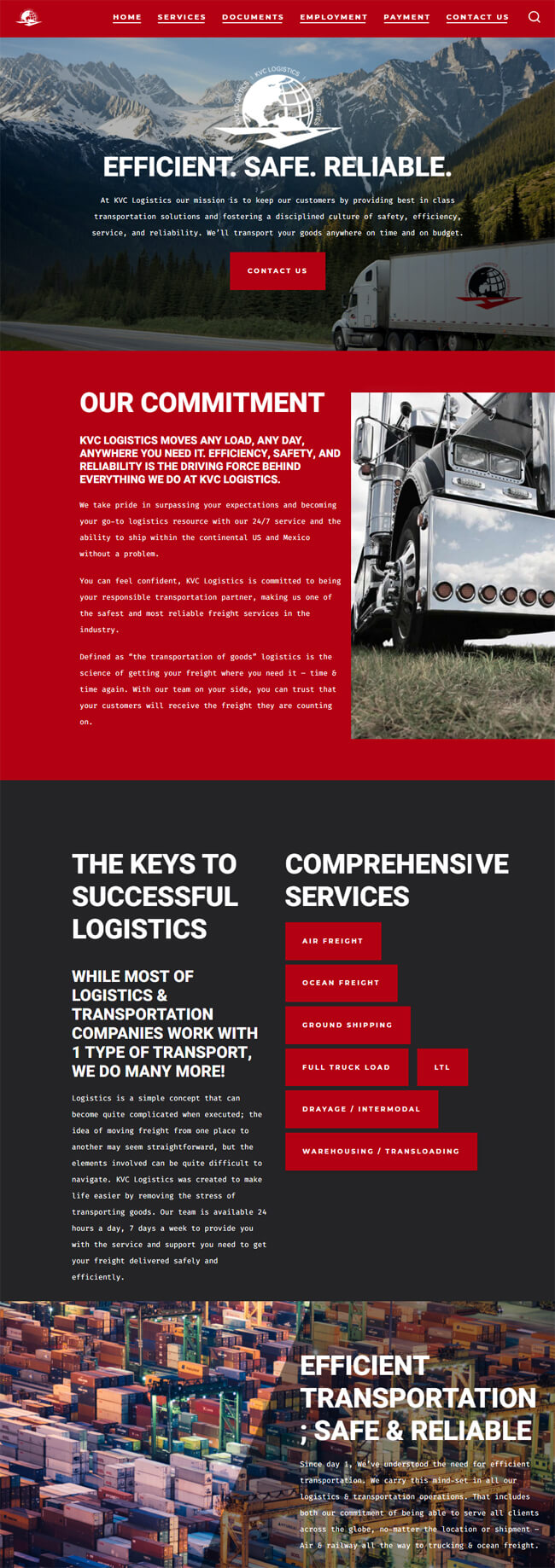 logistics and trucking website design